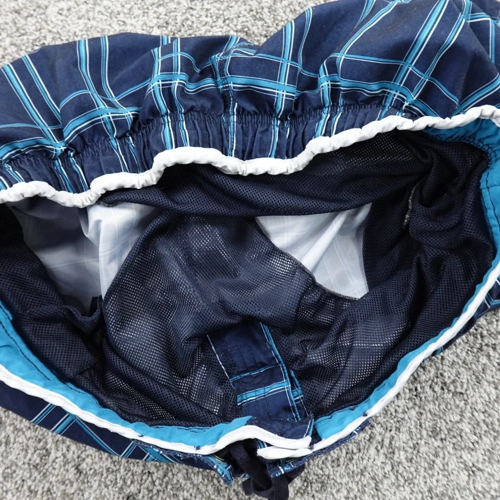 Speedo Shorts Mens Extra Large Blue Lined Stretch‎ Drawstring Board Swim Trunks